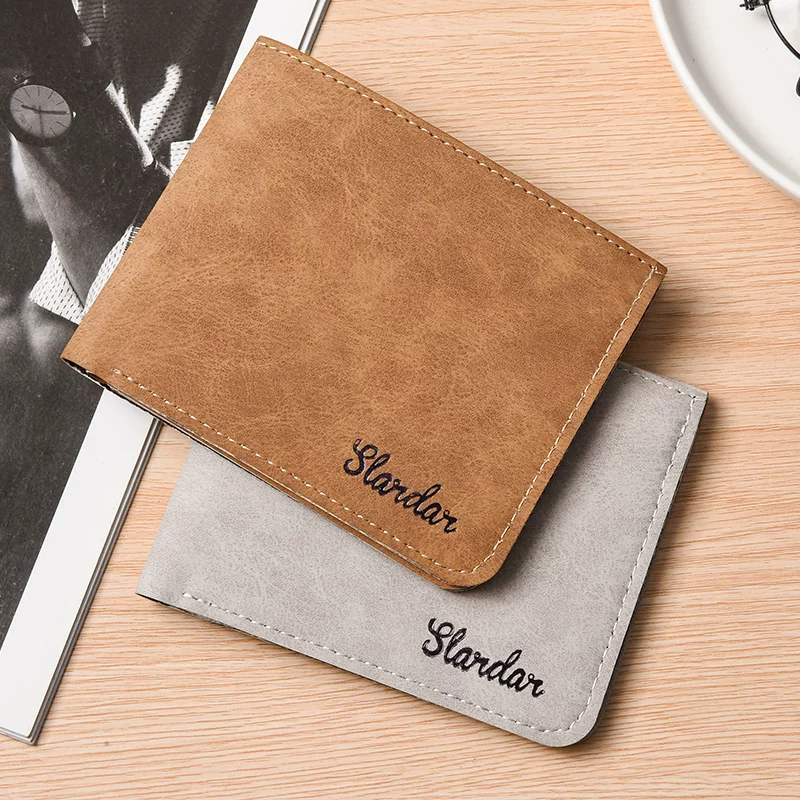 Card holder, men's ultra thin short light and thin wallet for students, simple and elegant design