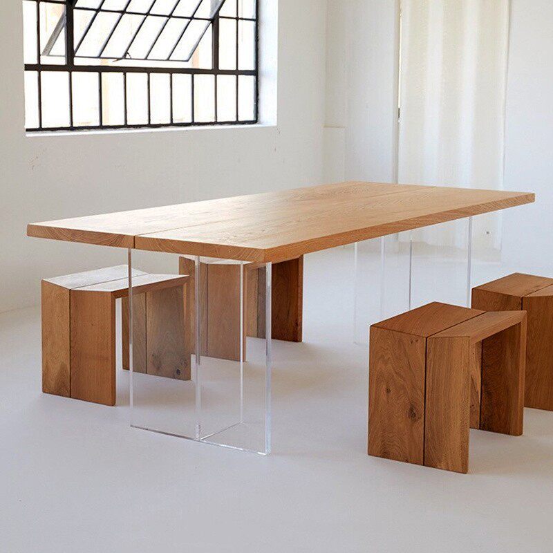 Nordic Solid Wood Suspended Table Acrylic Brief Island Desk Dining Table Creative Desk Desk Rectangular Negotiation Table