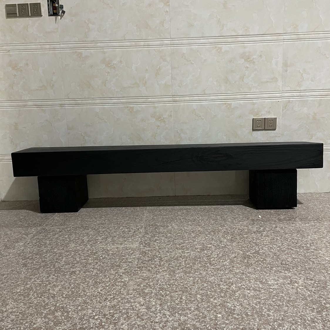 Whole log bench retro old TV cabinet design solid wood shoe replacement stool creative long low stool rest stool