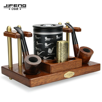 JIFENG monsoon fashion creative metal living room office household tobacco two-position pure copper solid wood pipe rack