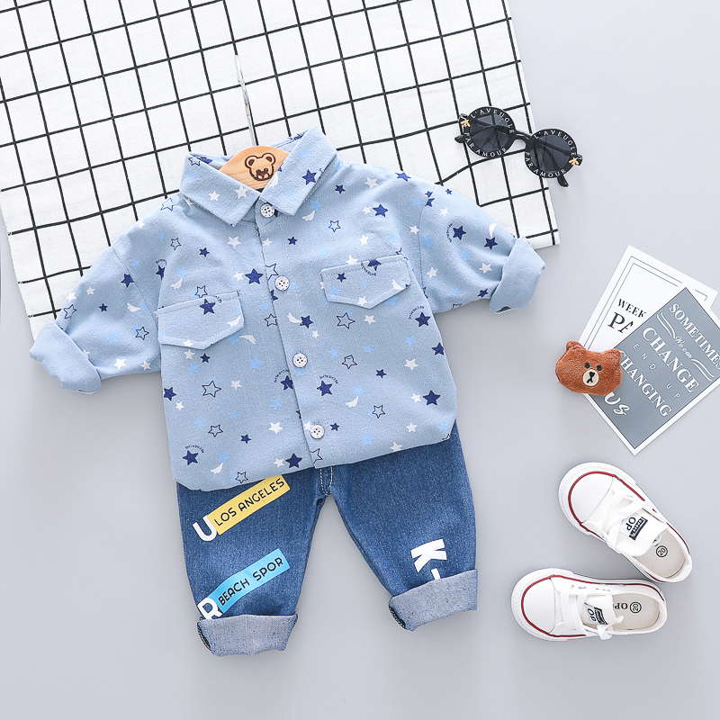 Children's clothing boys spring suit 2021 new 0 one 1-3 years old baby spring and autumn baby children's shirt two sets