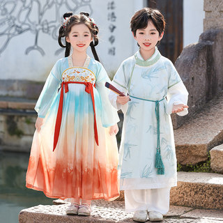 古风汉服女童2025新款超仙连衣裙男童帅气古装儿童国学演出服夏季