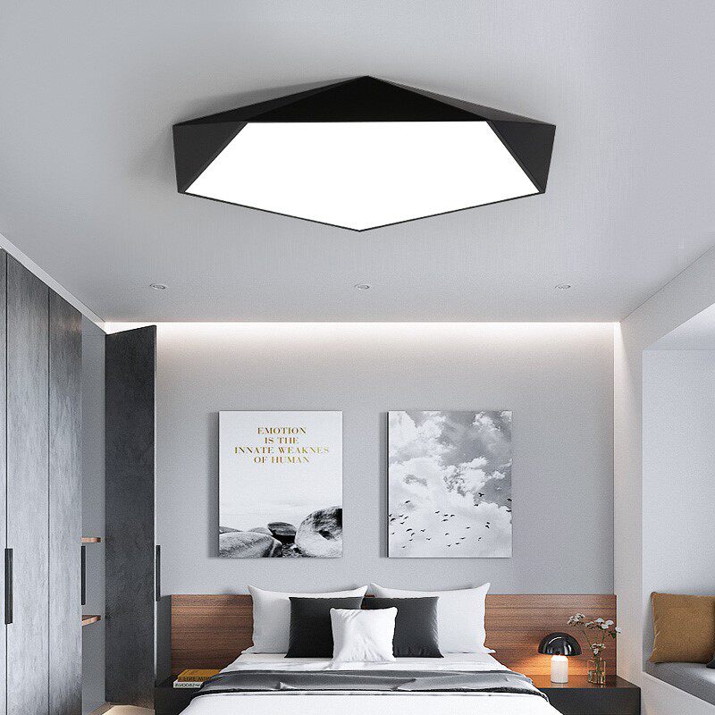 Black and white bedroom lamp Nordic living room creative led personality master bedroom ceiling lamp simple modern room geometric lamps