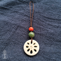 Pure natural private custom white jade Bodhi lotus root sheet male and female polychaise wedding gift chaise hentonkey pendant