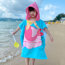 Childrens bath towel Cloak Hooded bathrobe Beach towel Quick-drying hot spring supplies Swimming cotton portable absorbent large cloak