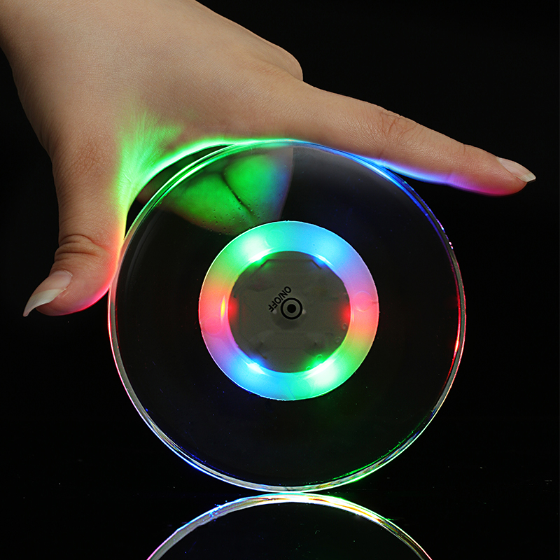2019 ultra-thin transparent bar cocktail light-emitting coaster base light-emitting light light cup bottom bartender milk tea light