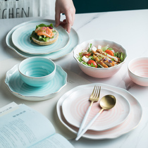 Dishes set home Net red creative personality ceramics modern simple ins high-end cute dishes tableware combination