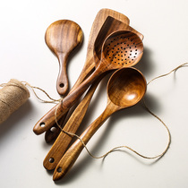 Wooden shovel non-stick pan Special household cooking shovel high temperature resistant wooden spatula set kitchen soup spoon long handle