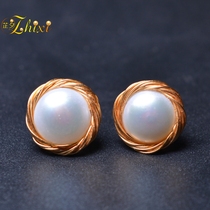Zhixi Jewelry Large Particle Pearl Earrings Earrings Freshwater Korean Fashion Official Gift Female Baroque