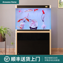 Large cylinder without pipe fittings aquarium screen partition entrance aquarium super white glass bottom filter tank