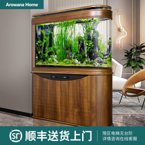 Bullet fish tank living room household large and medium screen porch ecological glass curved aquarium bottom filter fish tank