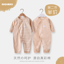  Newborn baby clothes Newborn cotton pajamas ins Haiyi spring monk clothes 3 months baby one-piece spring and autumn