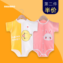  Baby triangle romper pure cotton short-sleeved summer thin newborns summer bag fart clothes for men and women baby one-piece clothes