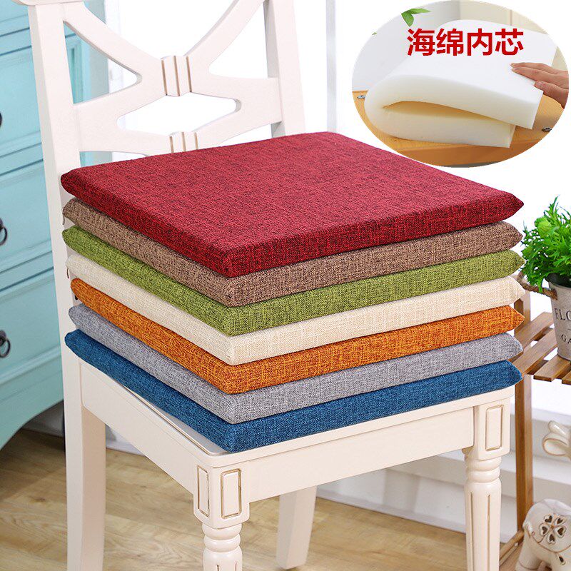 Chinese style linen chair cushion pure color color removable and washable thickened sponge solid wood mahogany Taishi chair cushion dining chair cushion
