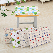 Primary and middle school cushion Four Seasons universal detachable washcloth with inserted button cotton hemp cartoon rectangular stool cushion thickened sponge