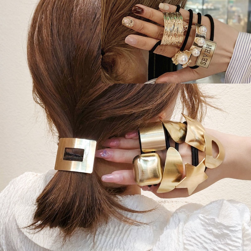 Advanced hair ring simple Korean metal cold wind ins leather band female tie hair ring Forest hair ring female simple few