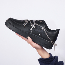 NIKE Nike Mens Shoe Black Samurai Air Force One Kroheart Custom AF1 Little crowdwomens shoes Air Force1