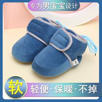 Male baby cotton shoes thick winter warm lace up baby shoes autumn and winter soft bottom Boy 1 year 6-12 months