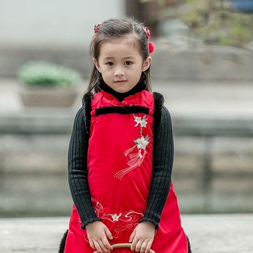 Ханьфу, ципао, пуховик, этнический детский жилет, этнический стиль, детская одежда, китайский стиль