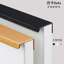 Cabinet minimalist invisible handle big wardrobe silver white black Drawer No holes cut edge modern cabinet door dark handle