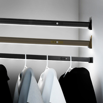 Large wardrobe custom hanging rod induction light smart wardrobe crossbar non-opening square tube black clothing Cabinet Accessories