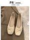 French-Style Low-Heeled Mary Jane Shoes for Women, 2025 New Spring and Autumn Flat Shoes, Versatile with Skirts, Single Shoes, Boat Shoes