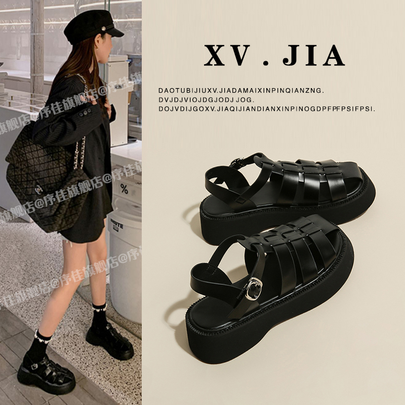 Roman Toe-Cap Sandals 2026 New Spring and Summer Student Platform Thick-Soled British Style Casual Women's Shoes to Match Skirts