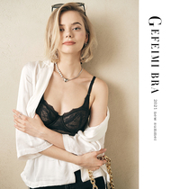 Big chest small underwear womens ultra-thin sexy bra anti-sagging bra upper bracket adjustment French bra set