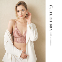 Underwear womens thin summer big chest show small ultra-thin sexy French triangle cup without steel ring girl bra set