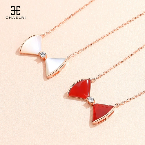 Юбка с бантиком из жемчуга, ожерелье, золотая цепочка, серебро 925 пробы, розовое золото