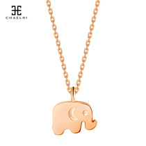 Year of the Ox lucky elephant necklace female choker ins titanium steel plated 18K rose gold color gold pendant fashion