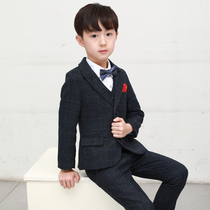 Boys suit three-piece suit winter handsome English style show children plus velvet suit children flower girl dress