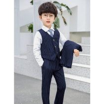 Suit dress blue four-piece Korean college style English handsome boy to school wear suit childrens clothing