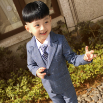 Childrens suit three-piece flower girl dress winter thickened plus velvet handsome British baby small and medium boy suit