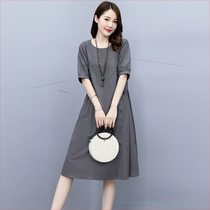 Splicing one-piece dress Women 2021 Summer new loose Belly Temperament Little Submom Thin casual dresses