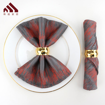 He Ting light luxury mouth cloth napkin cloth Hotel restaurant does not lose hair wiping cup cloth Household collar folding flower square towel ring buckle