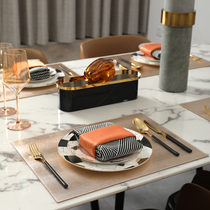 European light luxury leather gold Western mat Household waterproof and oilproof Nordic large size anti-scalding heat insulation mat Table mat