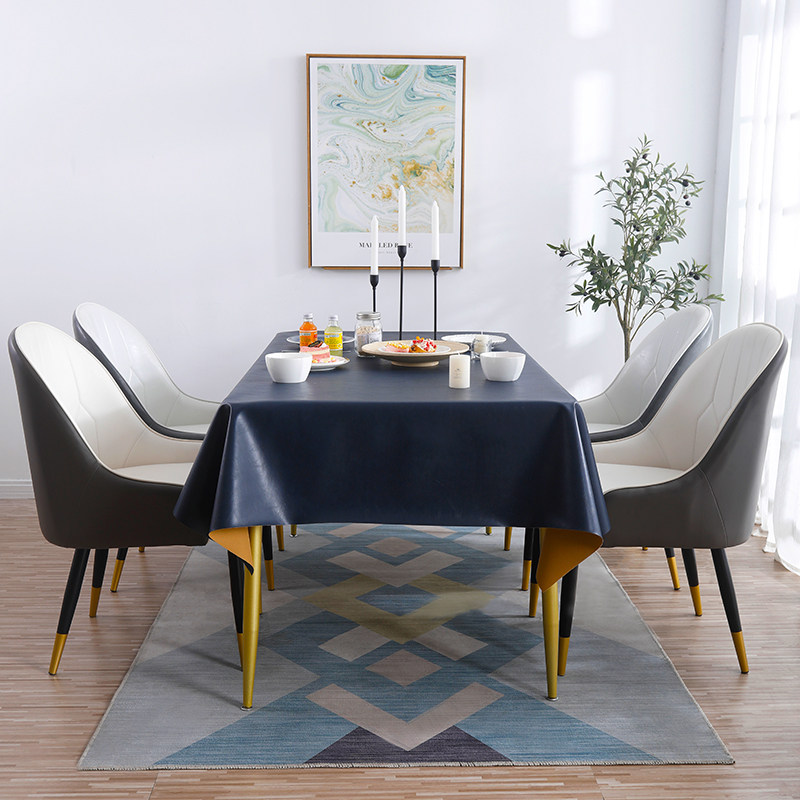 Leather tablecloth waterproof oil and oil-proof and thickness anti-hot square tablecloth household light luxury high-tablemat