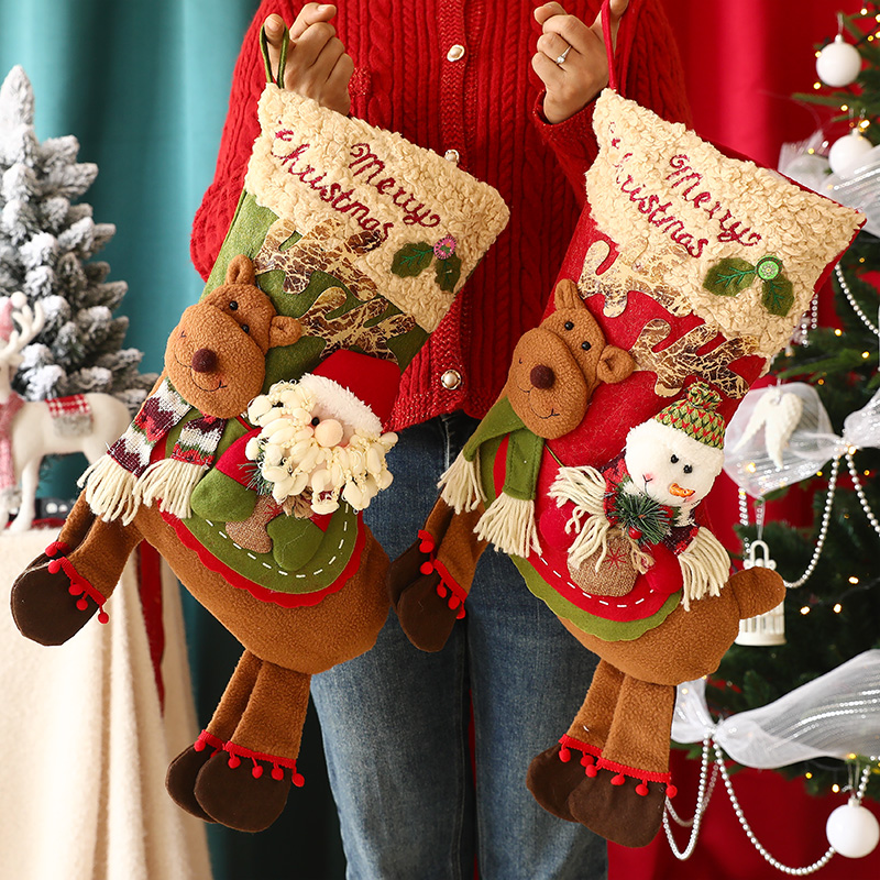 Christmas Socks Gift Bag Gift Box Hanging Accessories Seniors Snowman Elk Deer Socks Creative Atmosphere Christmas Decorations-Taobao