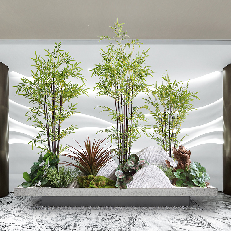 Roman Mother Nordic Indoor Emulation Bamboo Potted Purple Pole Ground Fake Green Planting Living Room Genguan Decoration Pendulum