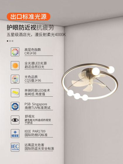 2025新款风扇灯现代简约客厅灯全光谱护眼卧室智能摇头餐厅电扇灯