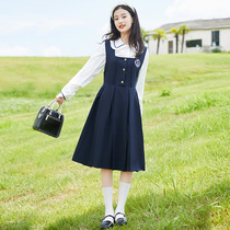 Girls Spring Dress 2024 New Childrens Style Spring and Autumn Style Suspender Skirt Girls College Style Suit