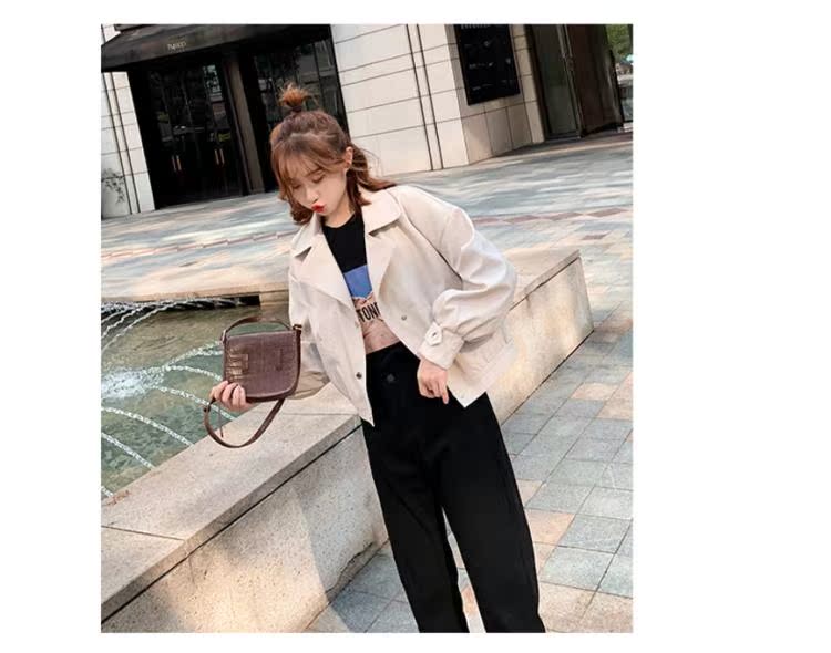2019 phiên bản Hàn Quốc của chic lỏng nhỏ ngắn ve áo da ngắn áo khoác nữ pu rửa da áo khoác xe máy - Quần áo da áo khoác da nữ xịn hàn quốc