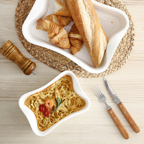 Creative ceramic baking tray Oven Microwave oven Cheese baked rice binaural plate special tableware Household baking mold