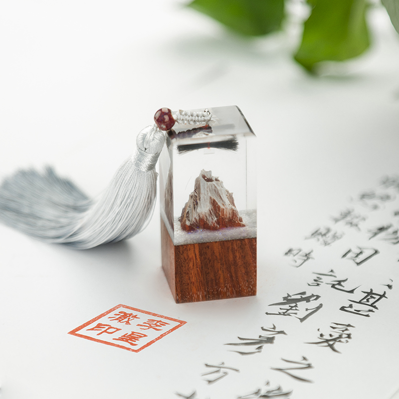 Top of the Snow Mountain Square Thing Fetal Hair Souvenir Handmade Original Baby Creative Gift Baby Fetal Hair Stamp