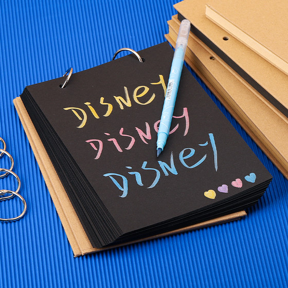黑卡活页可用于迪士尼签名本明星签收册可拆卸便携本子创意DIY手账本签名收集本