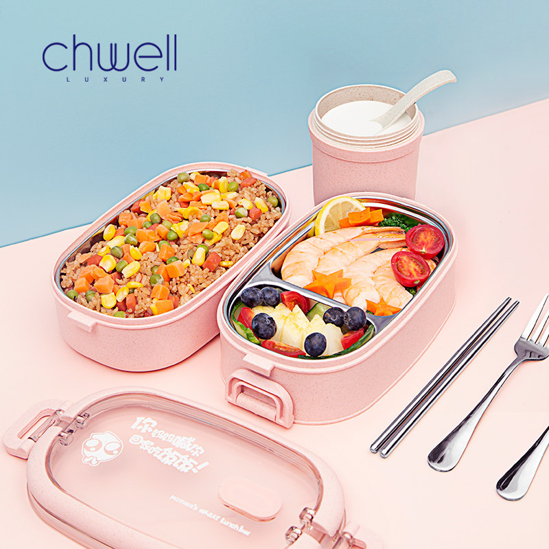 Lunch Box Stainless Steel Insulation 1 Person Portable Separated Type Meal Kit Portable Student With Cutlery Work Family Lunch Box