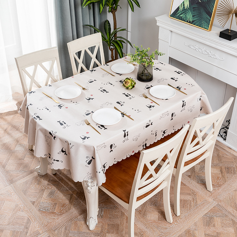 pvc waterproof European style oval tea table plastic table cloth free of washing table cushion telescopic round table folding and custom table cloth