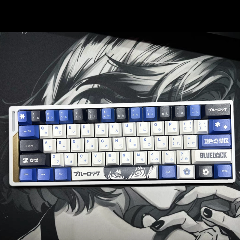 Blue Forbidden Zone Clean One-Key Keycaps Pbt Suitable for Wooting 60Ez 63Ez 80Ace 68Real 67Atk 63