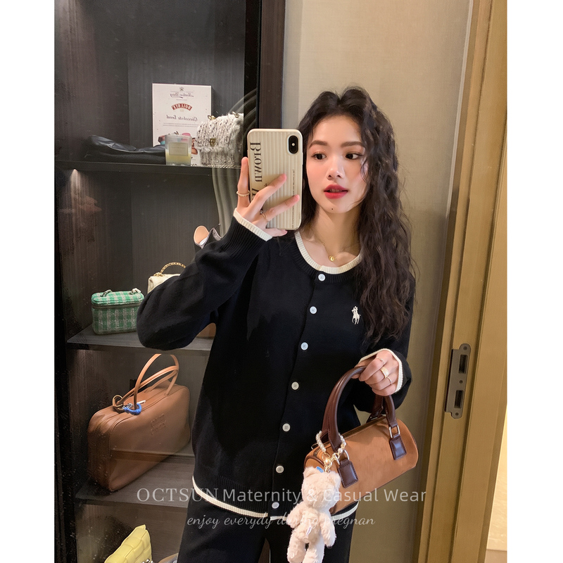Korean-Style Fashionable Maternity Wear Autumn Set New Maternity Tops and Pants with a High-End Feel, Not Obvious as Maternity Wear, Suitable for Petite Women